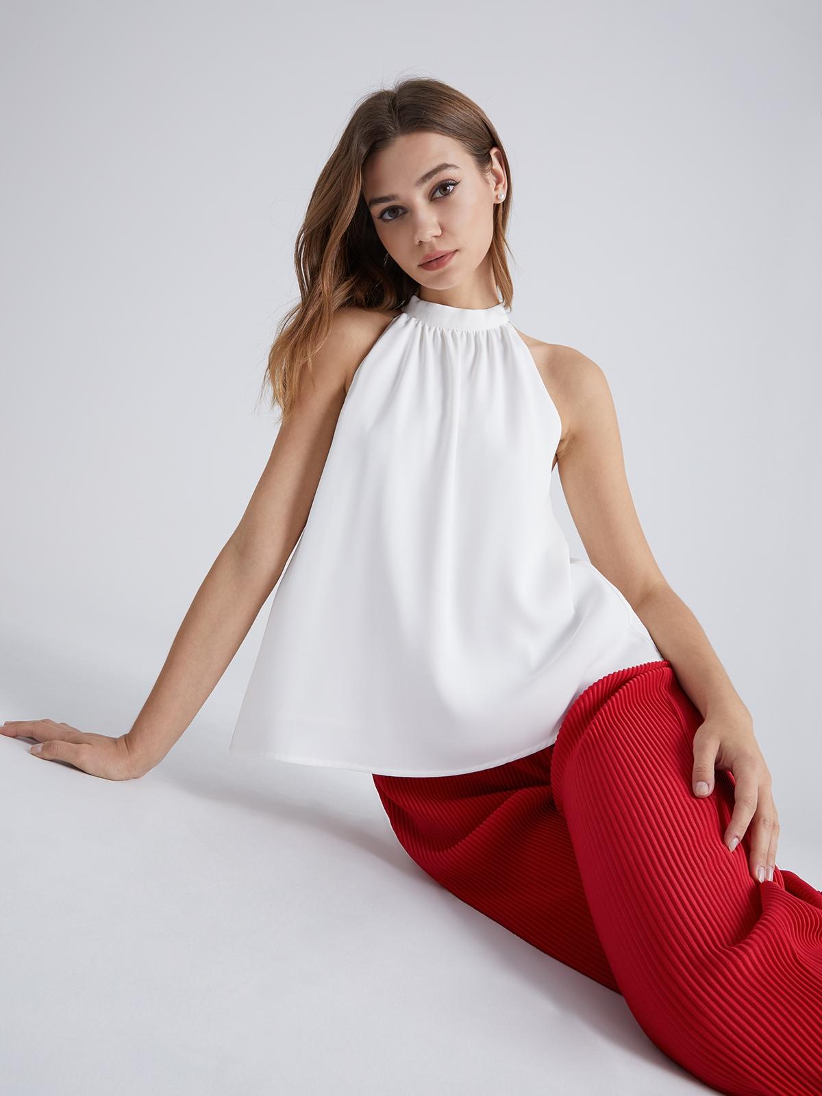 High Neck Top - White