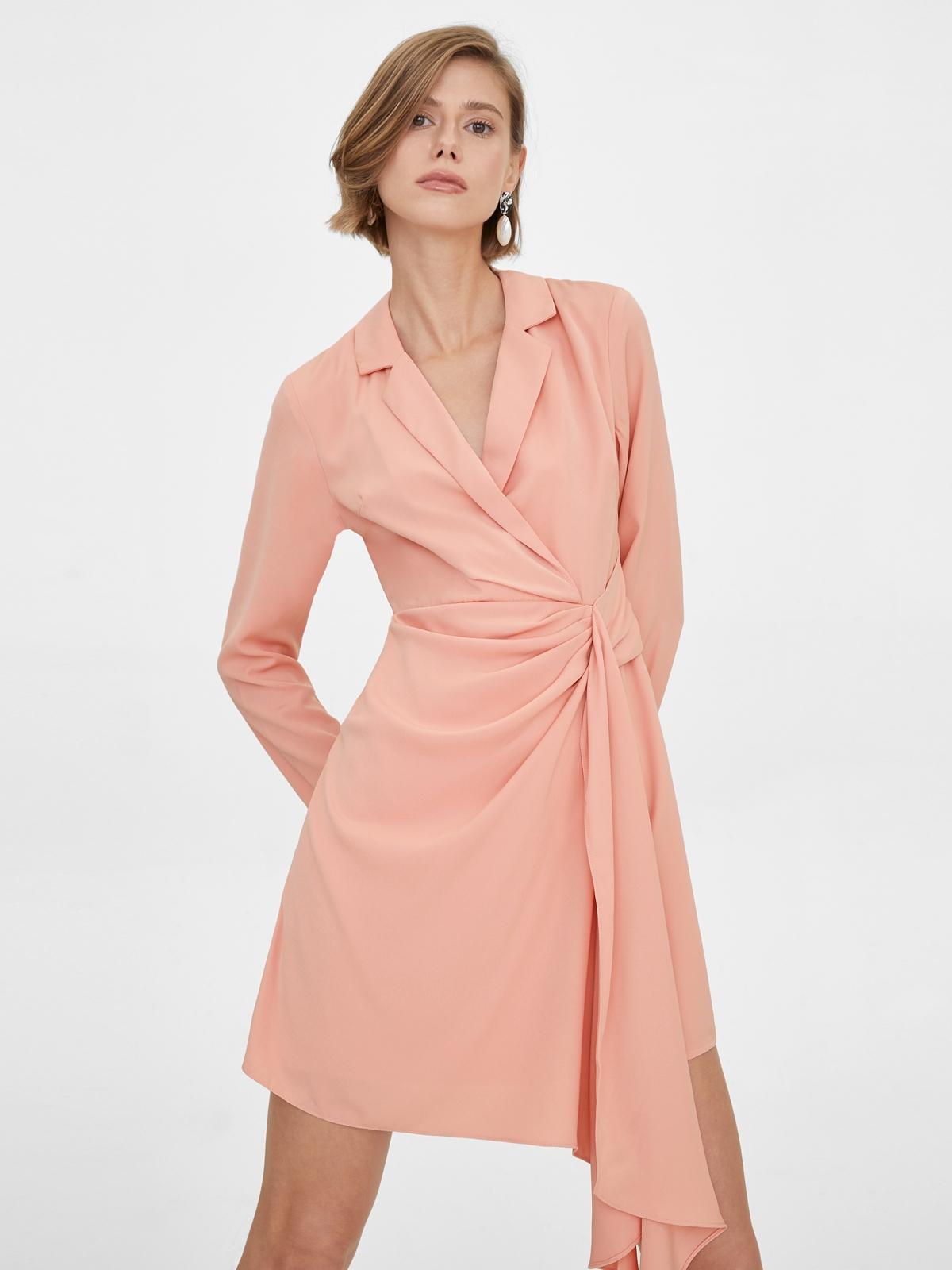 Side Draped Wrap Dress - Pink
