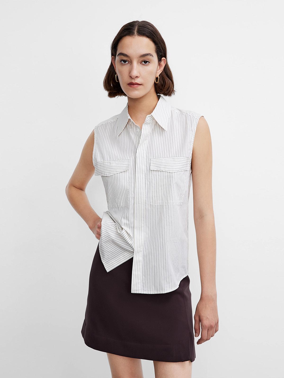 Striped Sleeveless Shirt - Light Yellow