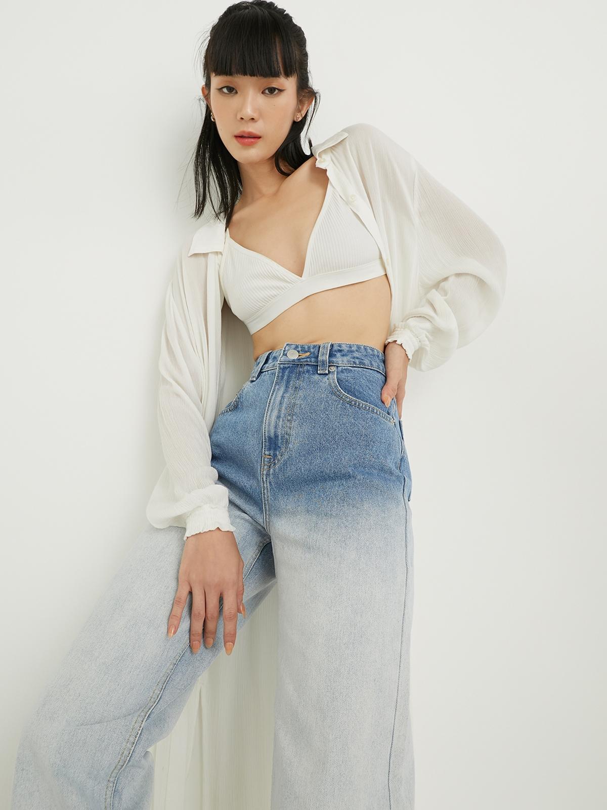 Sustainable High Waist Ombre Jeans - Blue