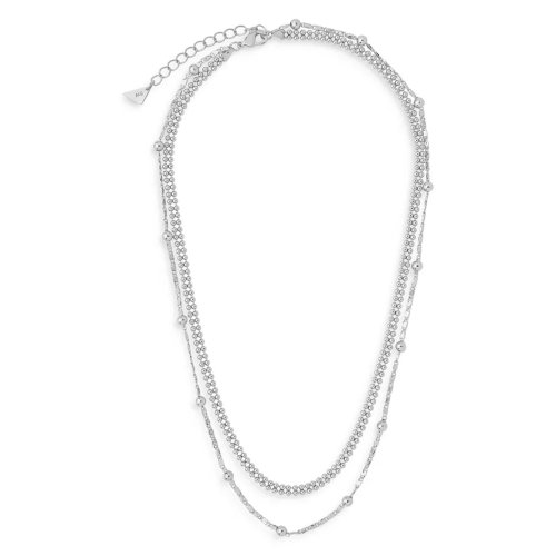Sterling ForeverDouble Layer Beaded Chain Necklace, 16