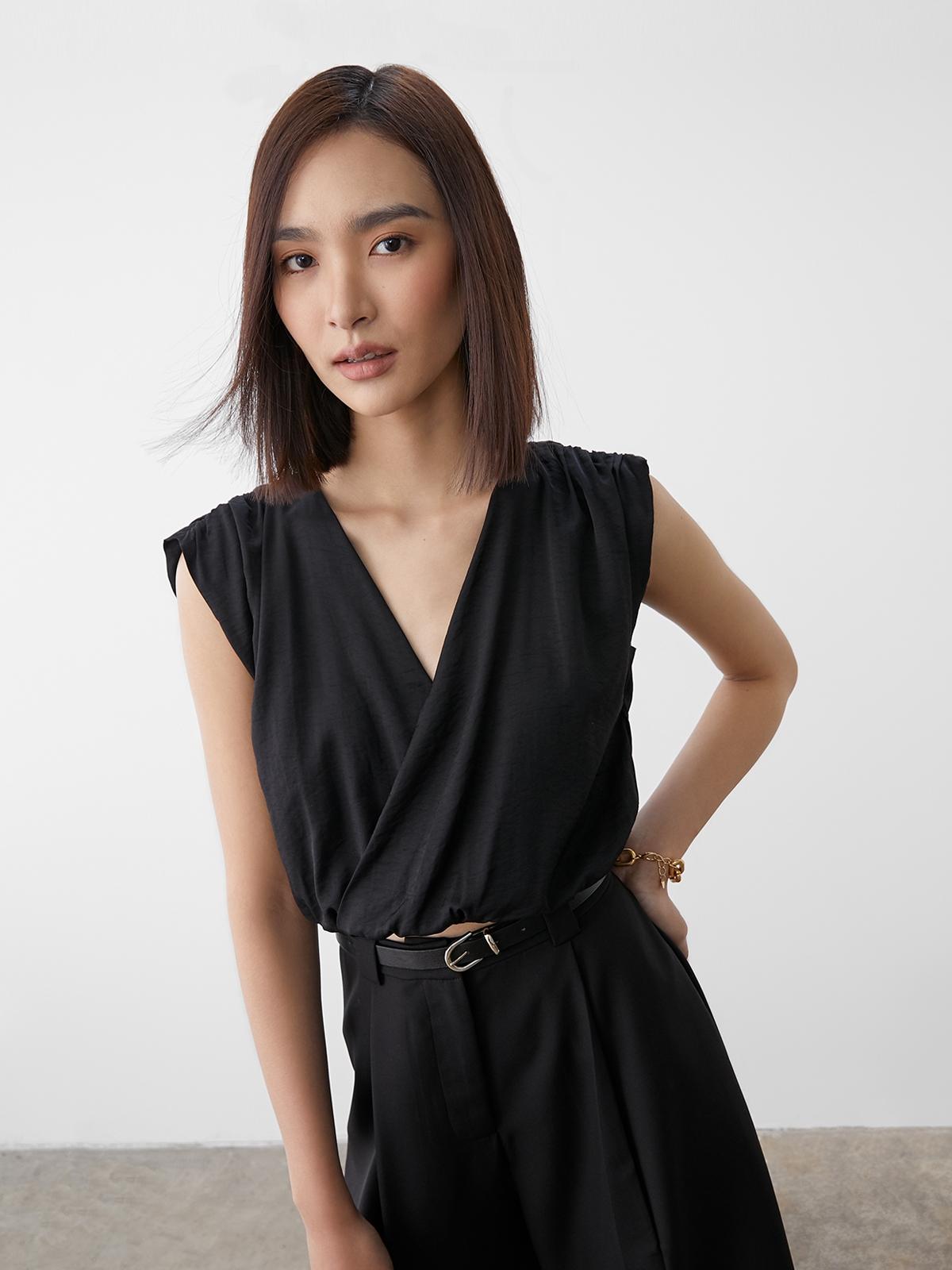 Jumped Waist Crop Top - Black