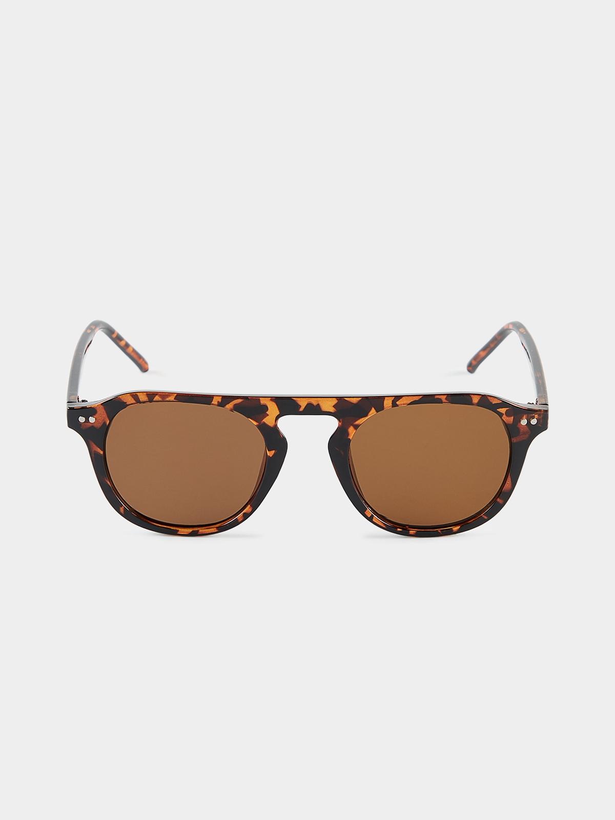 Rounded Frame Sunglasses - Brown