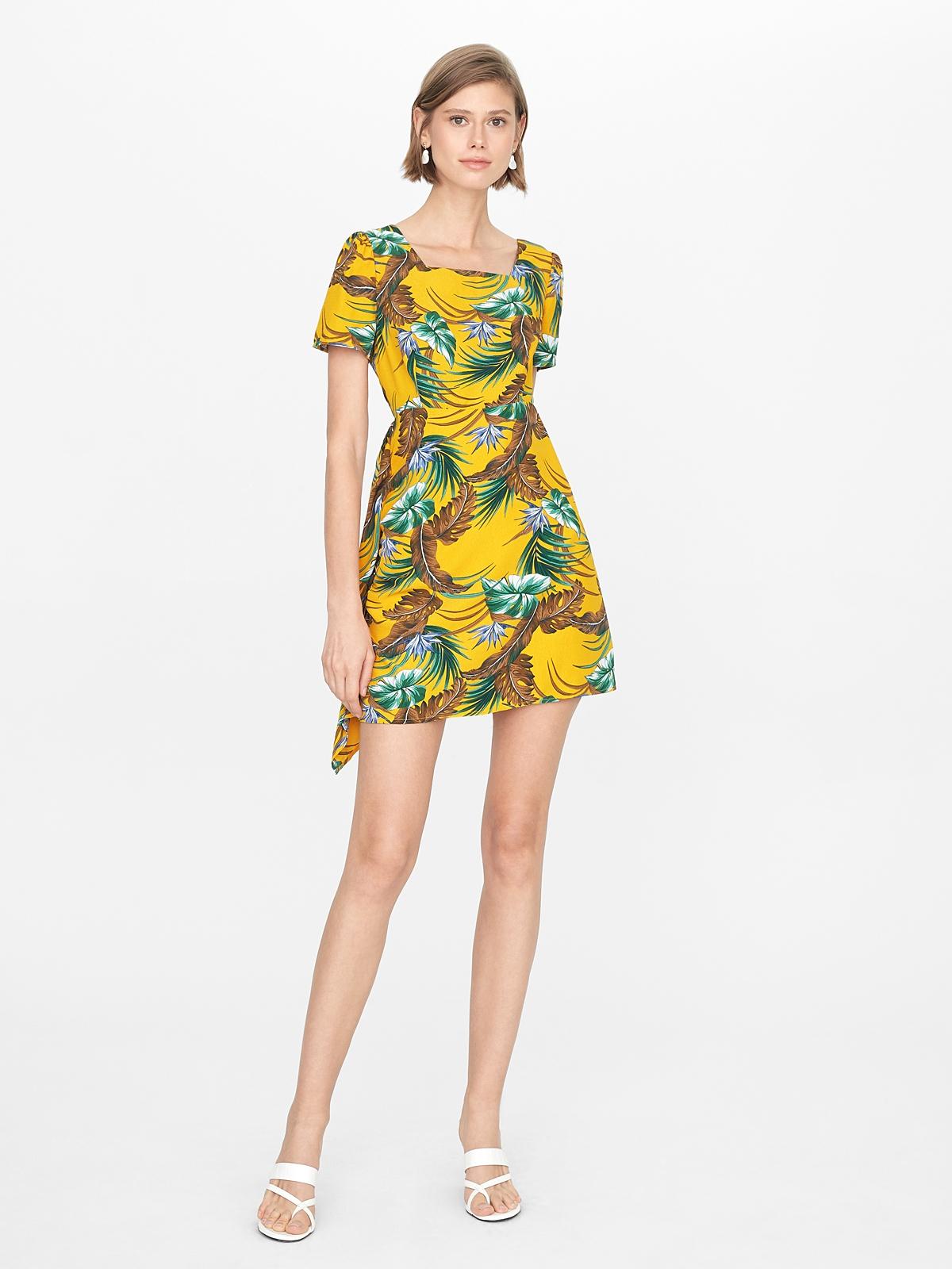 Mini Side Drape Dress - Mustard