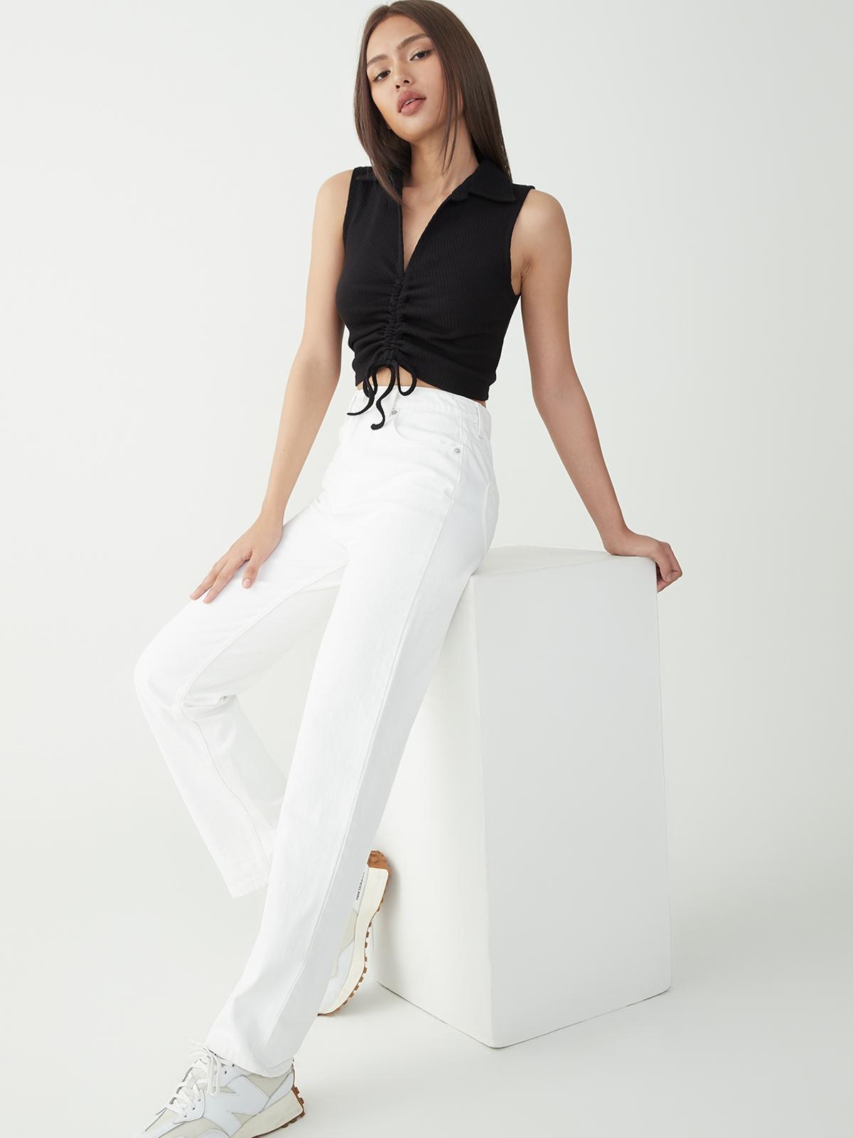 Sustainable Lapel Collar Sleeveless Top - Black