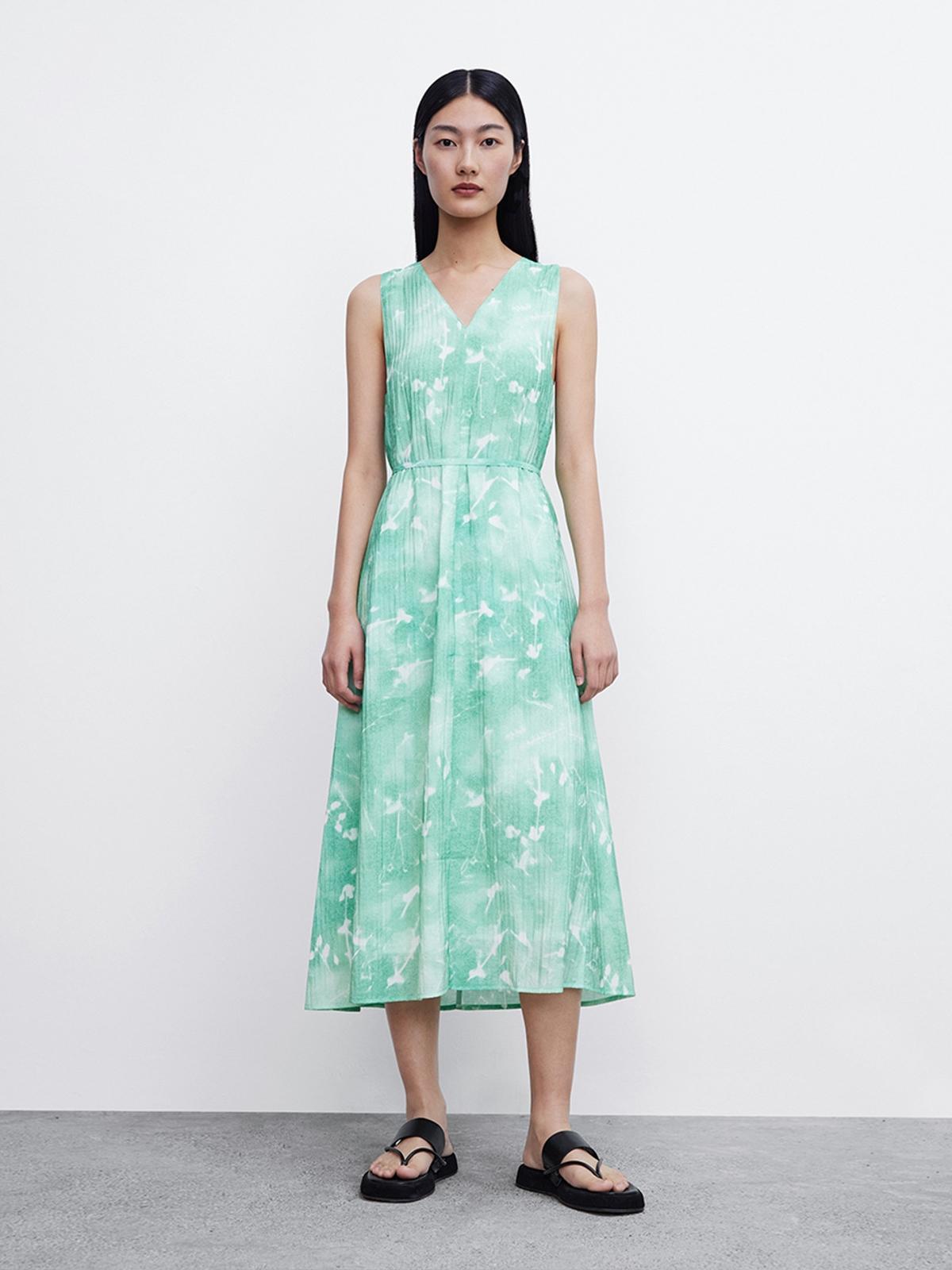 Tie Dye Midi Dress - Light Green