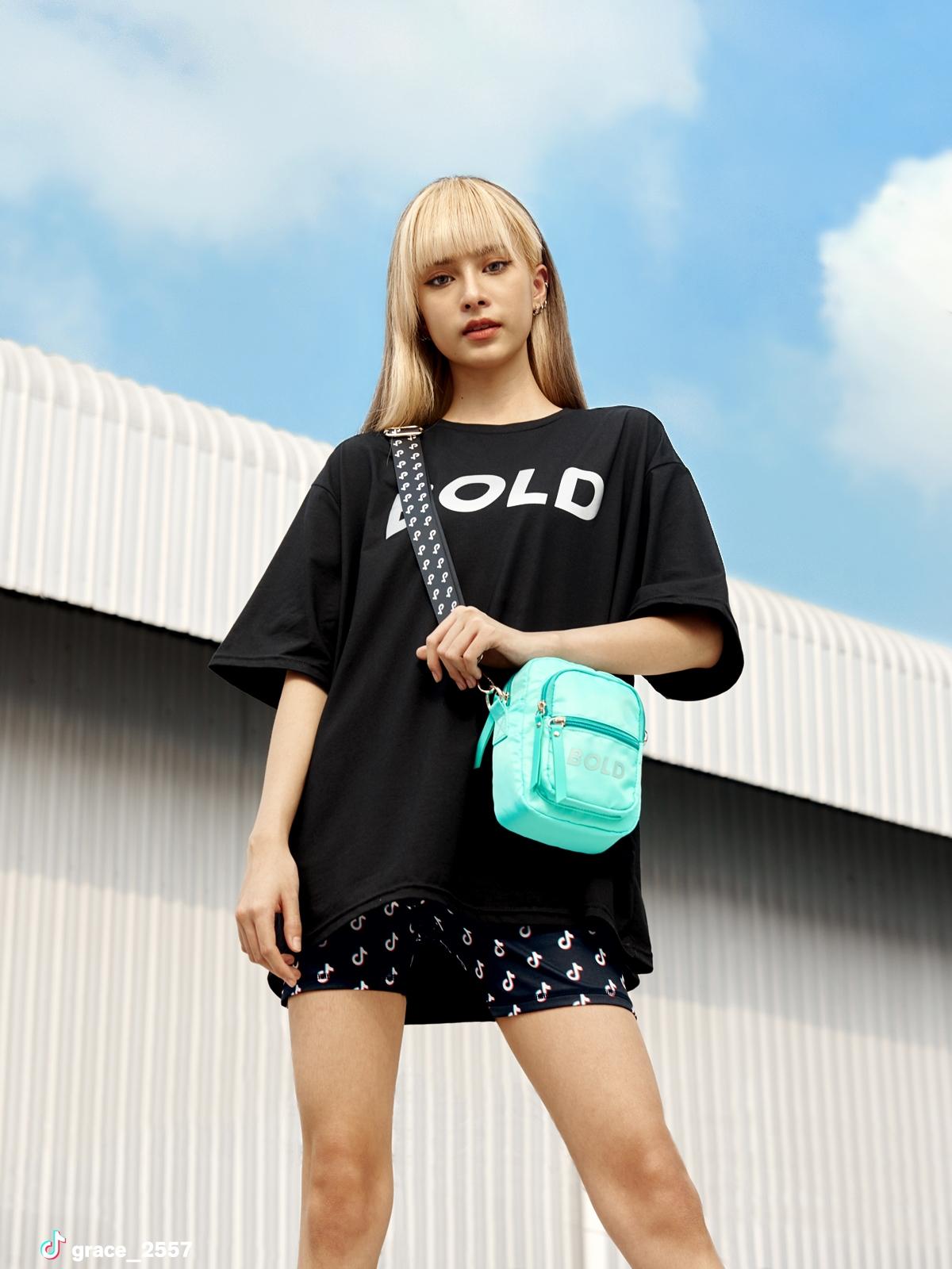 TikTok Logo Print Crossbody Bag - Blue