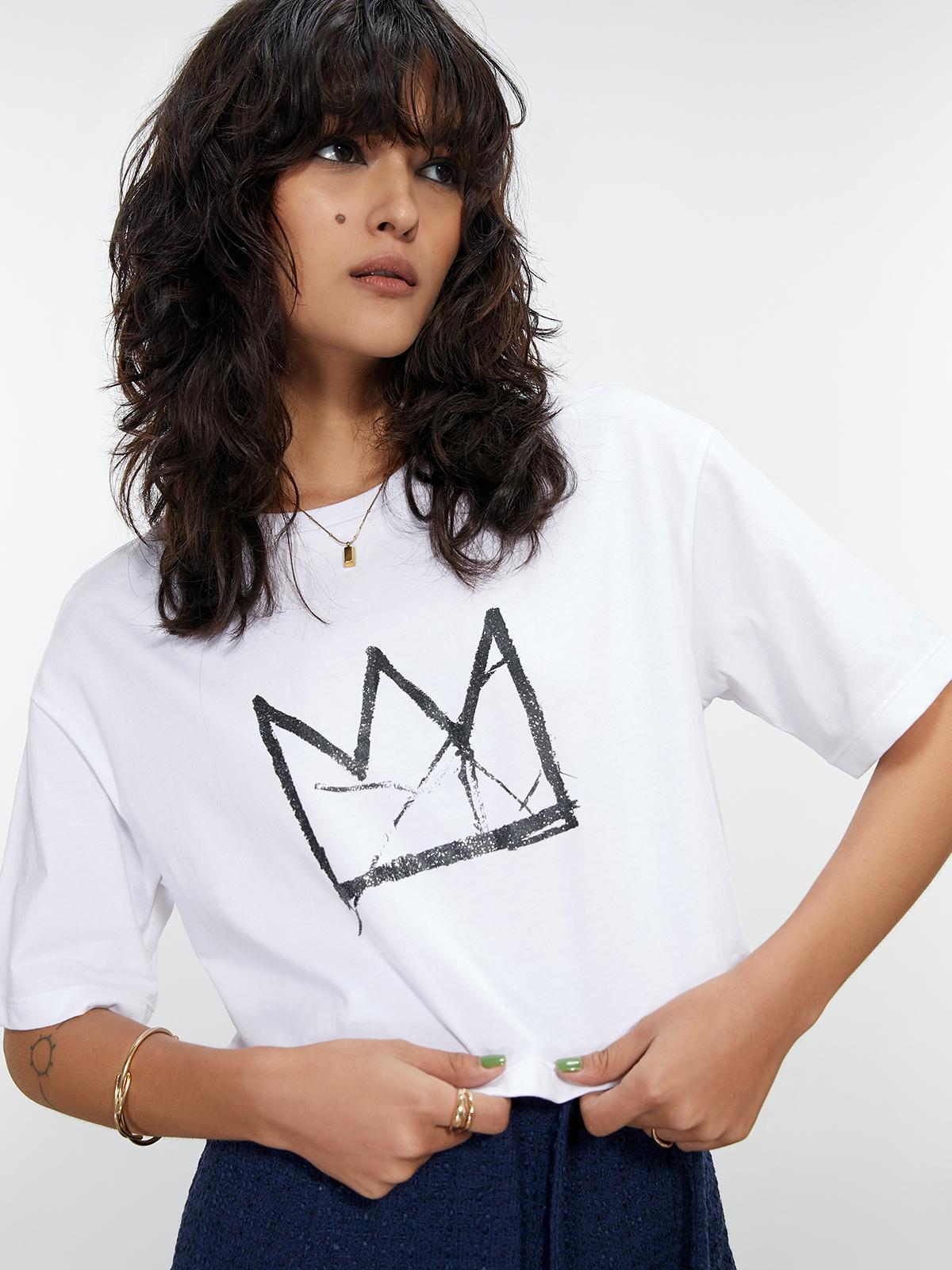 Jean-Michel Basquiat Sustainable Crown Graphic Tee - White