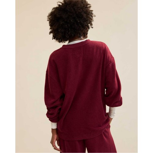 Aerie Sherpa Henley Sweatshirt - Deep Cherry