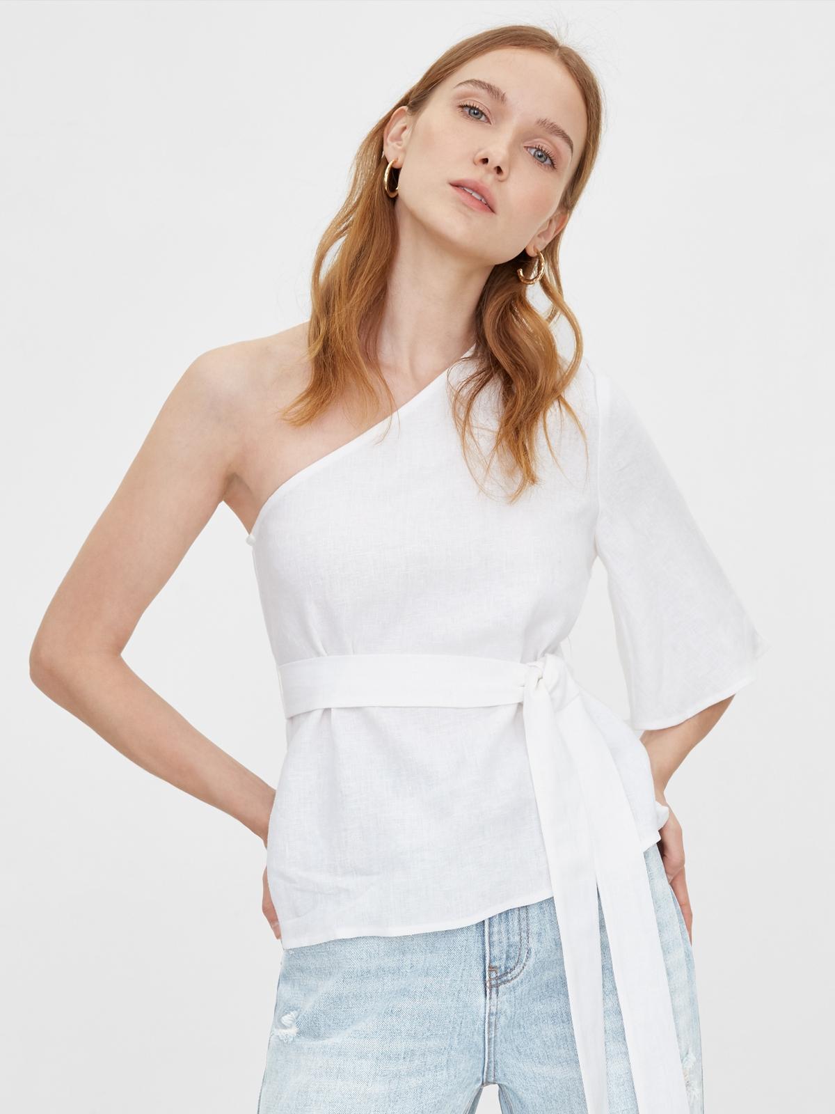 Purpose Flared One Shoulder Top - White