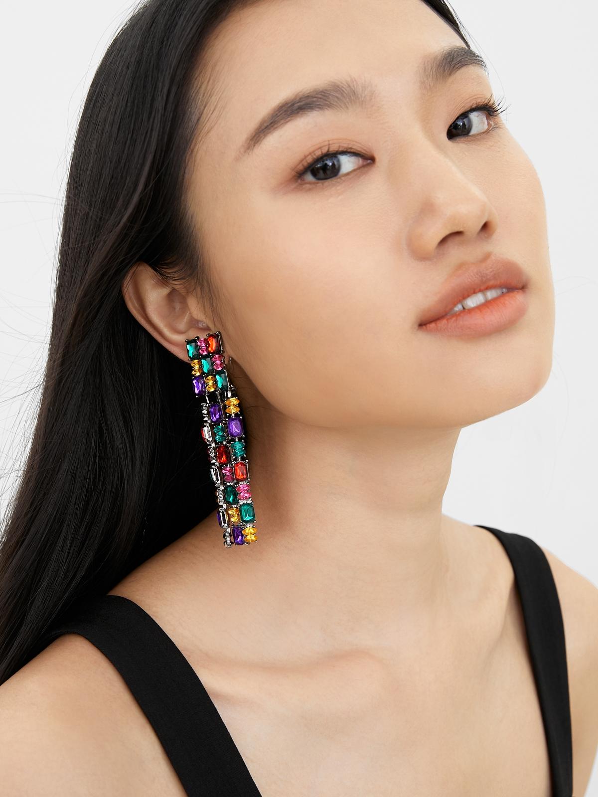 Jewel Drop Earrings - Multi Color