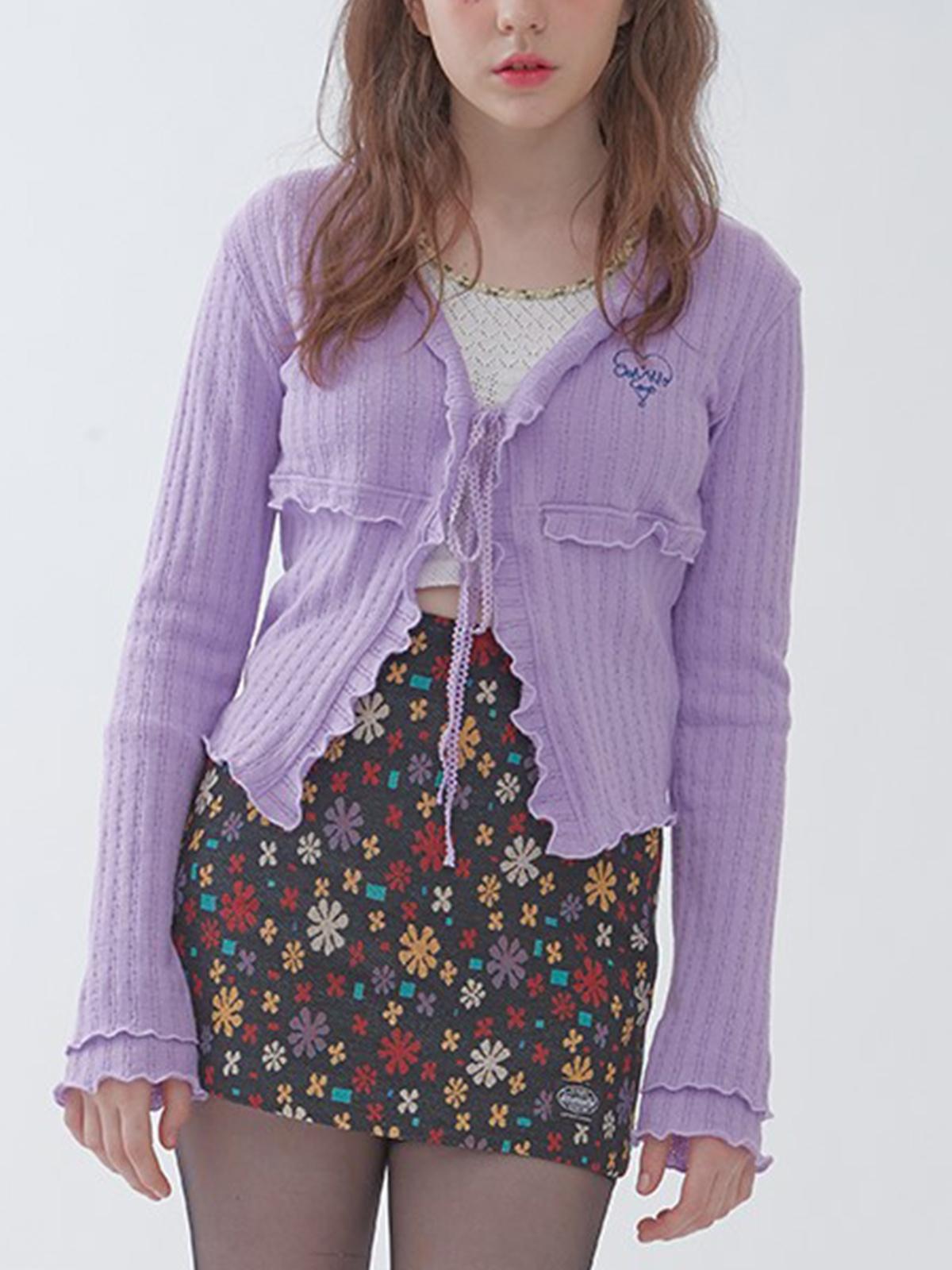 Oohahh x Frill Punching Cardigan - Purple