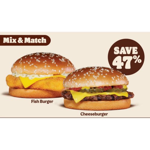 Mix and match your burger favourites for only $6.