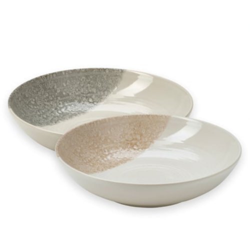 KRUSTISTEL Deep plate, patterned/grey, 19 cm - 4 pieces