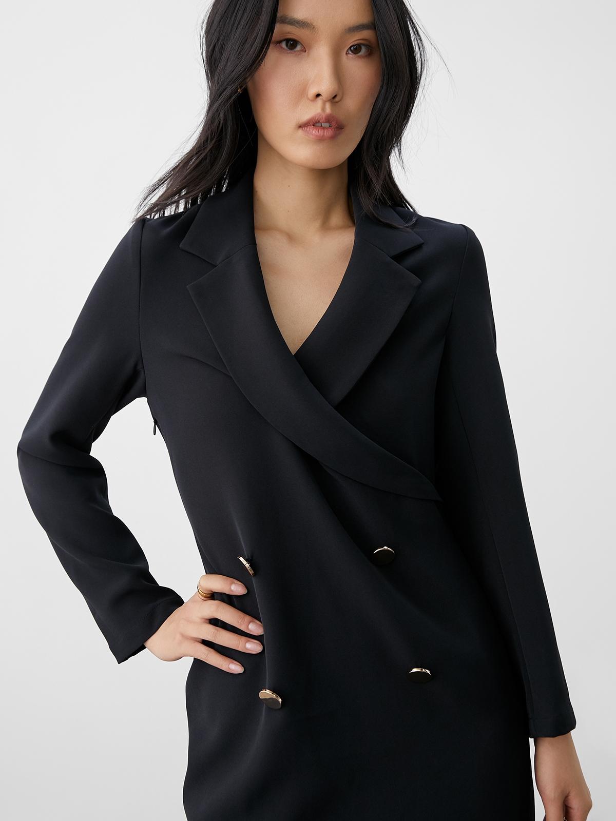 Long Sleeve Suit Dress - Black