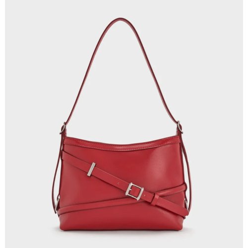 Bryna Buckled-Strap Crossbody Bag - Equestrian Red