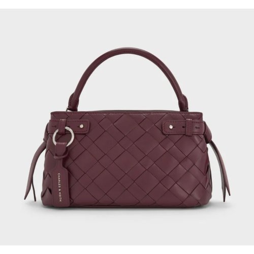  Ivette Woven Top Handle Bag - Wineberry Red 
