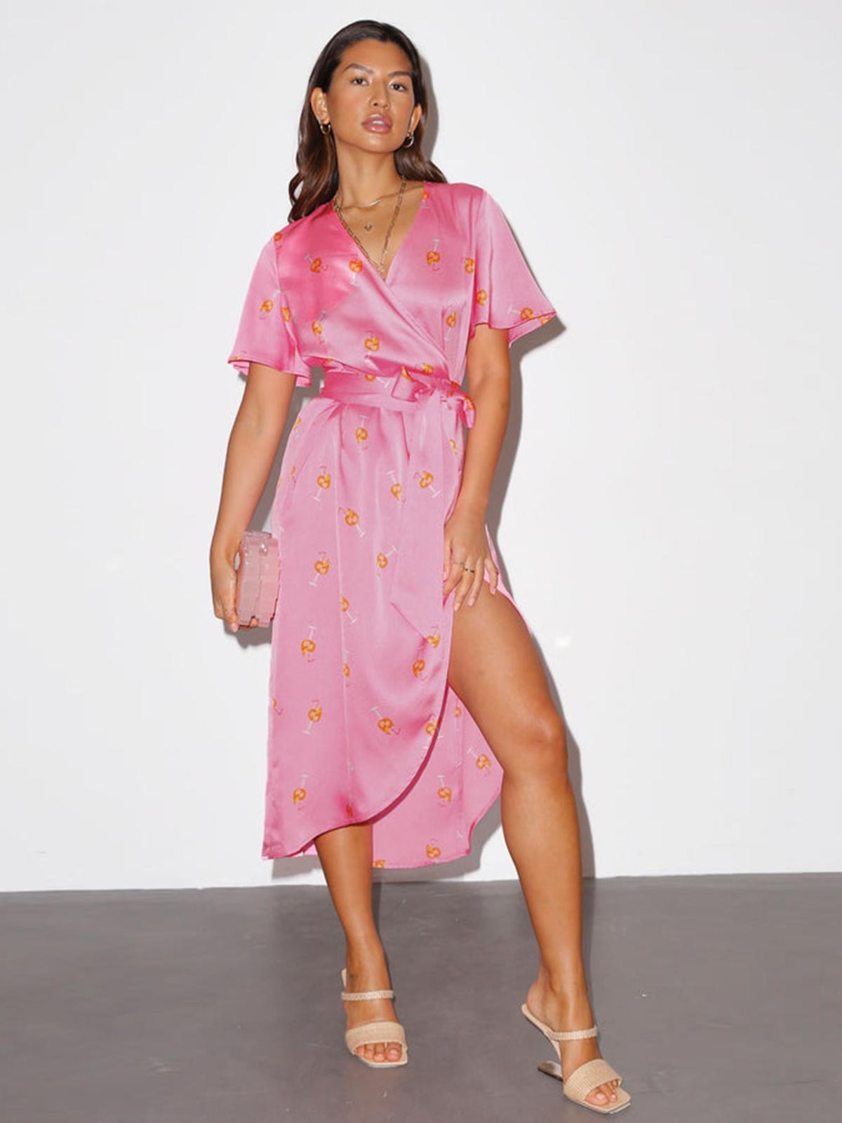 Cocktail Wrap Dress - Pink