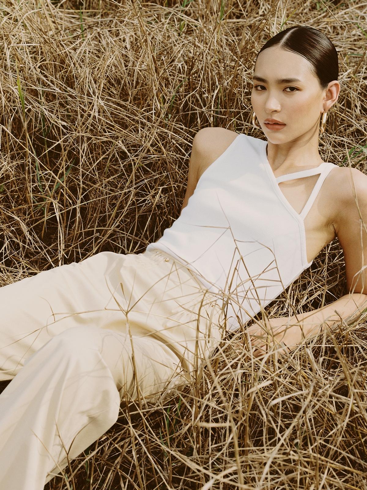 Sustainable Asymmetric Cut Out Tank Top - White