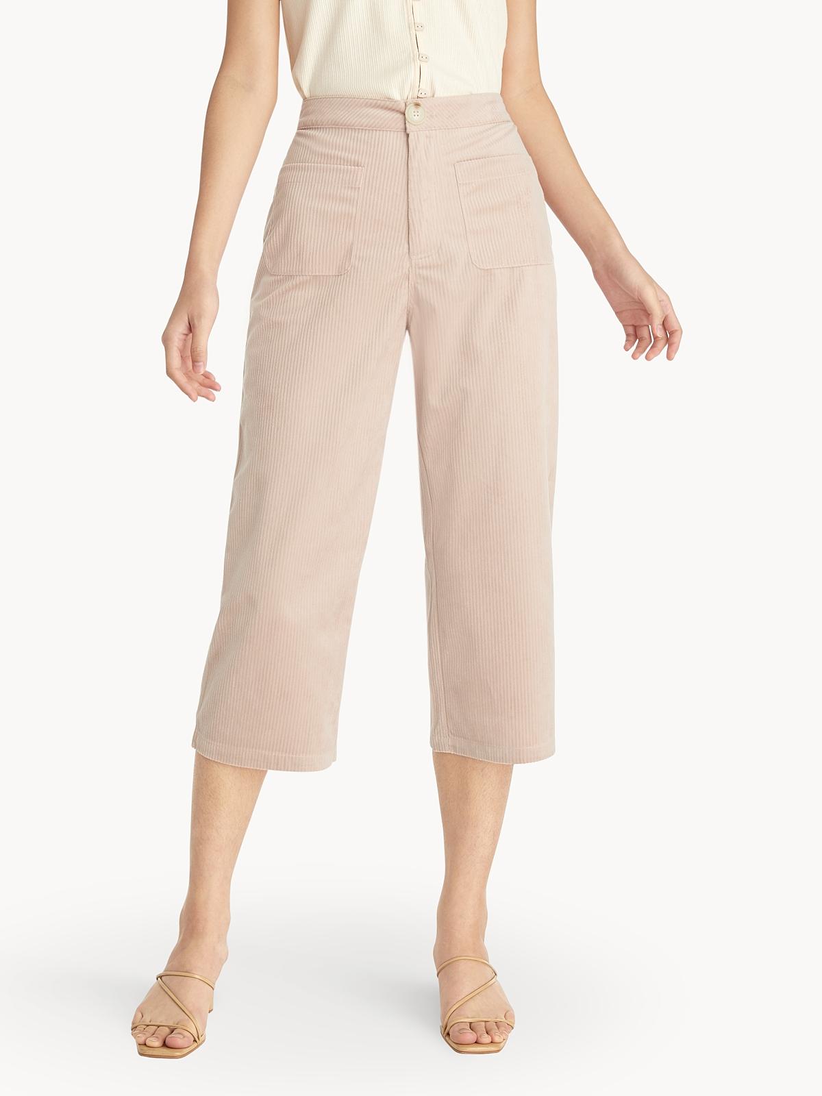 Corduroy Front Pocket Culottes - Pink
