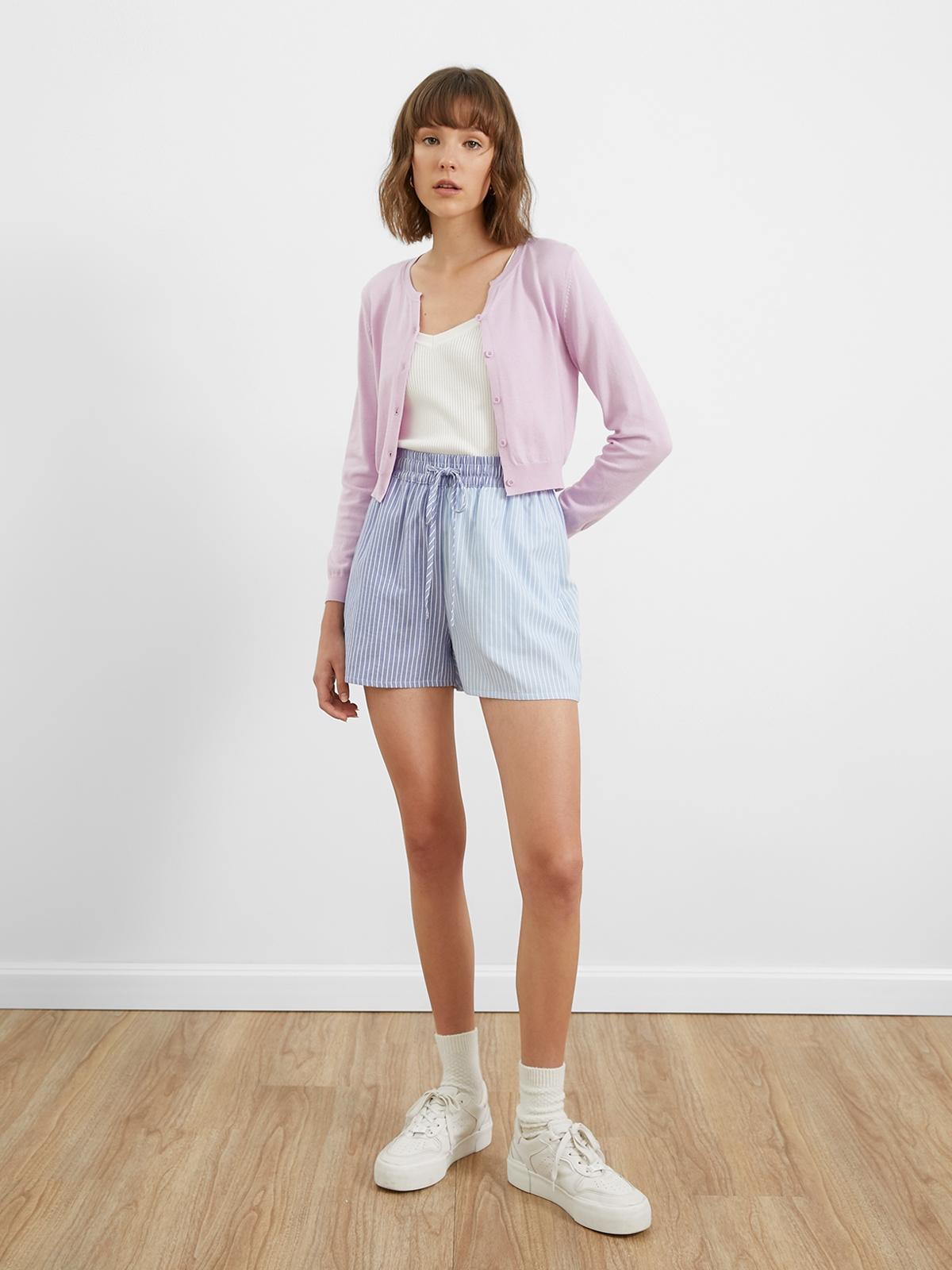 Rounded Neckline Cardigan - Lilac