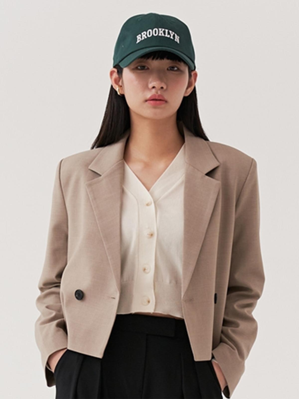 3.3 x Notch Collar Crop Jacket - Beige