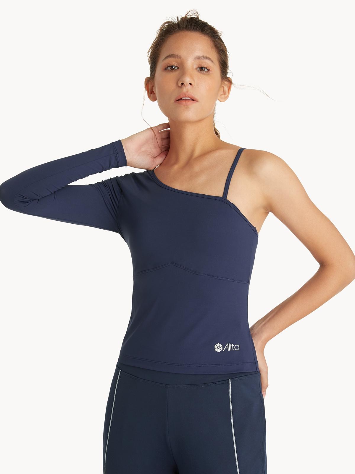 Asymmetric One Shoulder Top - Navy