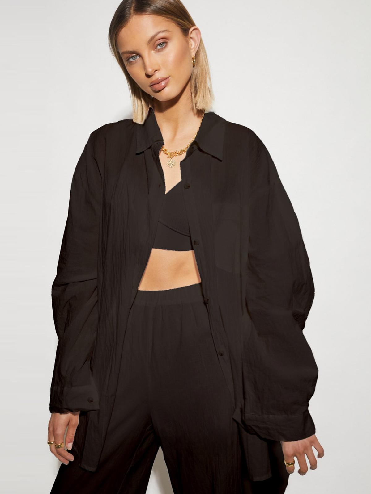 Heather Cotton Shirt - Black