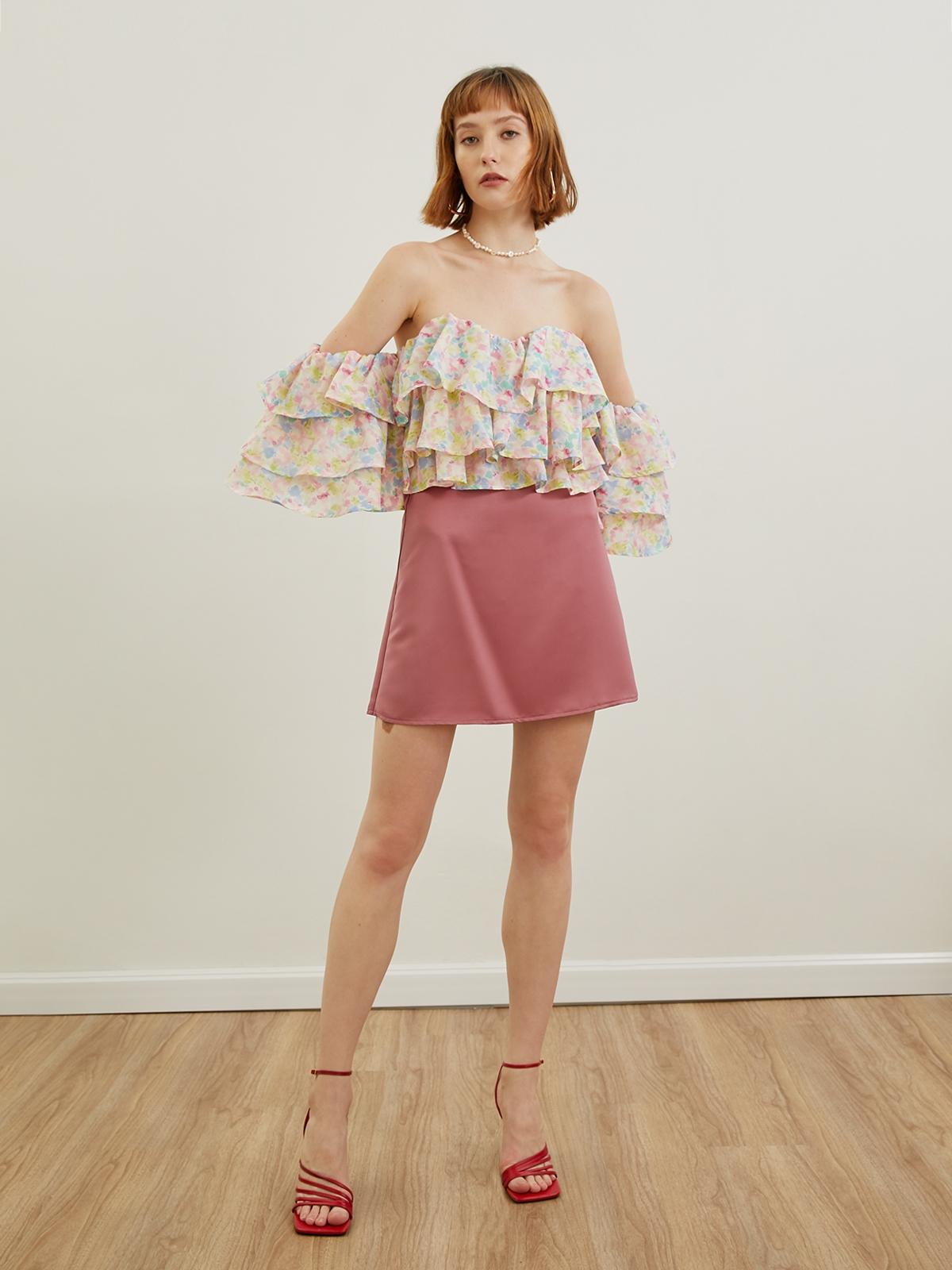 High Waist A-line Skirt - Pink