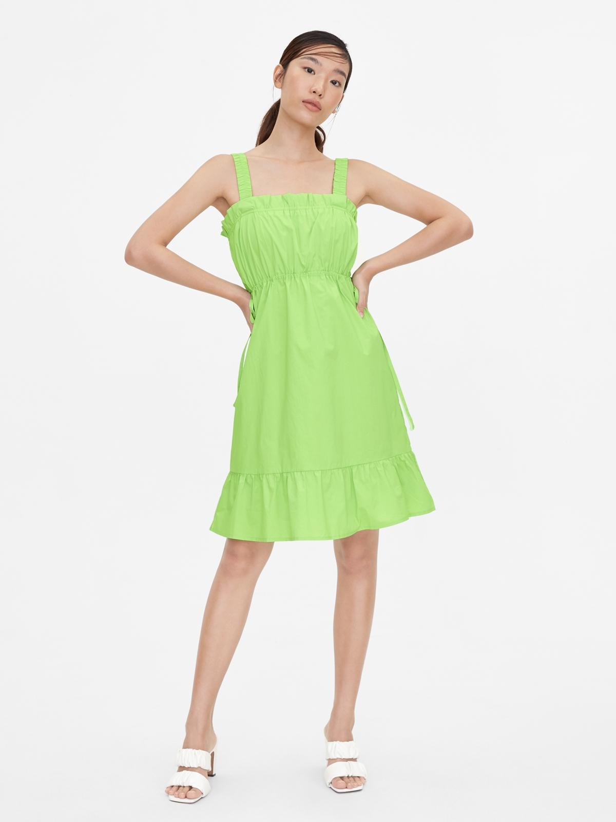 Ruched Flare Dress - Green