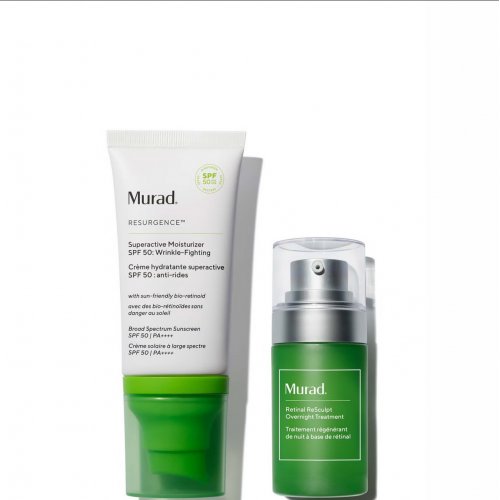 Murad Retinal ReSculpt Overnight Treatment 15ml & Murad Superactive Moisturiser SPF 50: Wrinkle Fighting 50ml Duo 