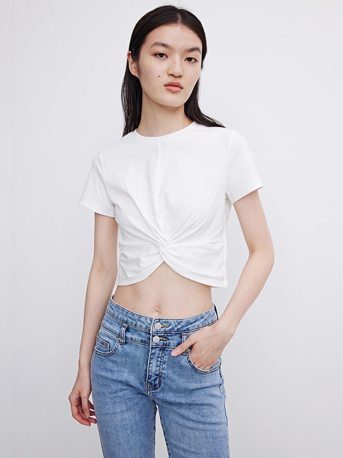 Twisted Front Top - White