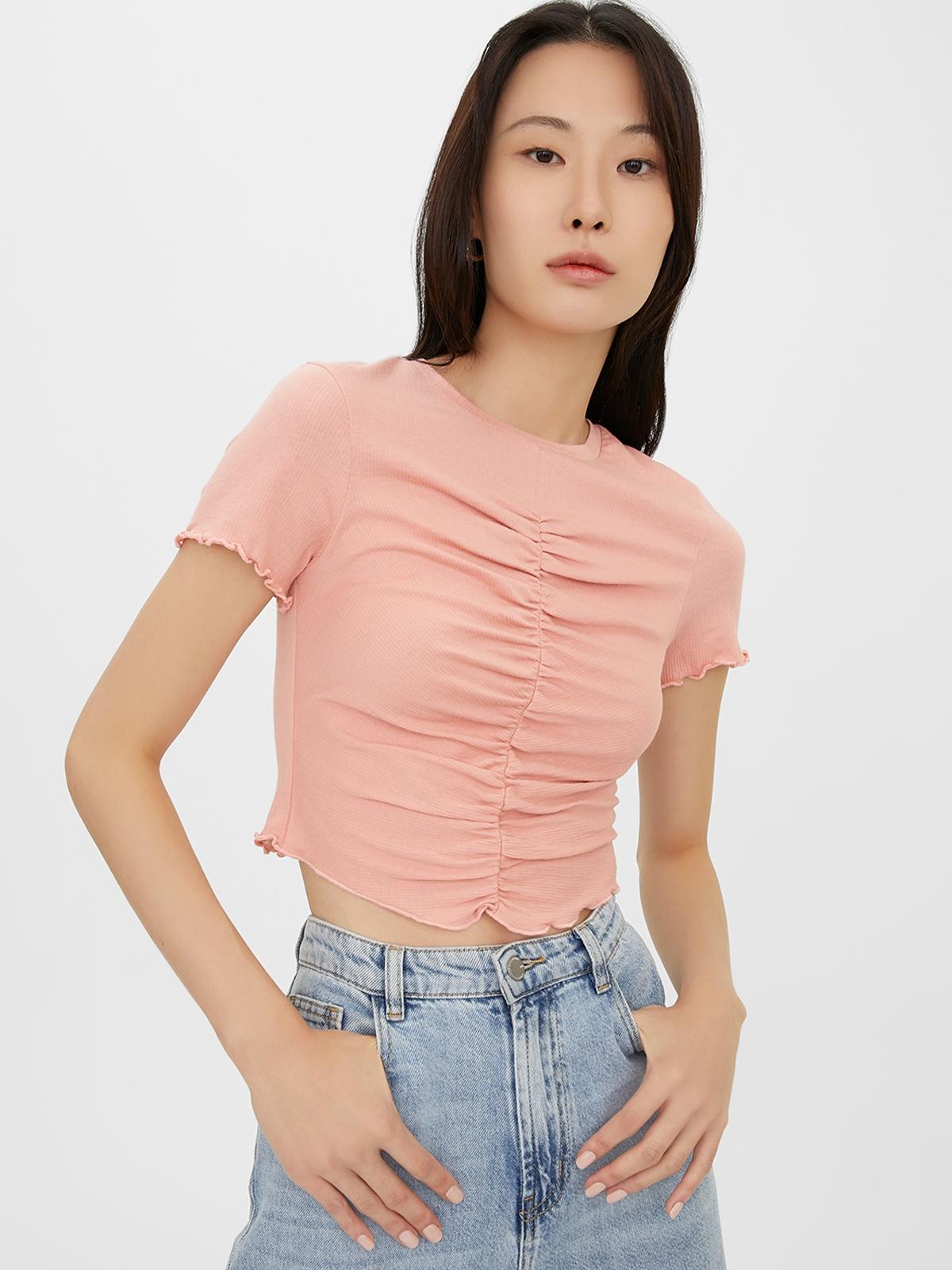 Sustainable Ruched Bust Crop Top - Pink