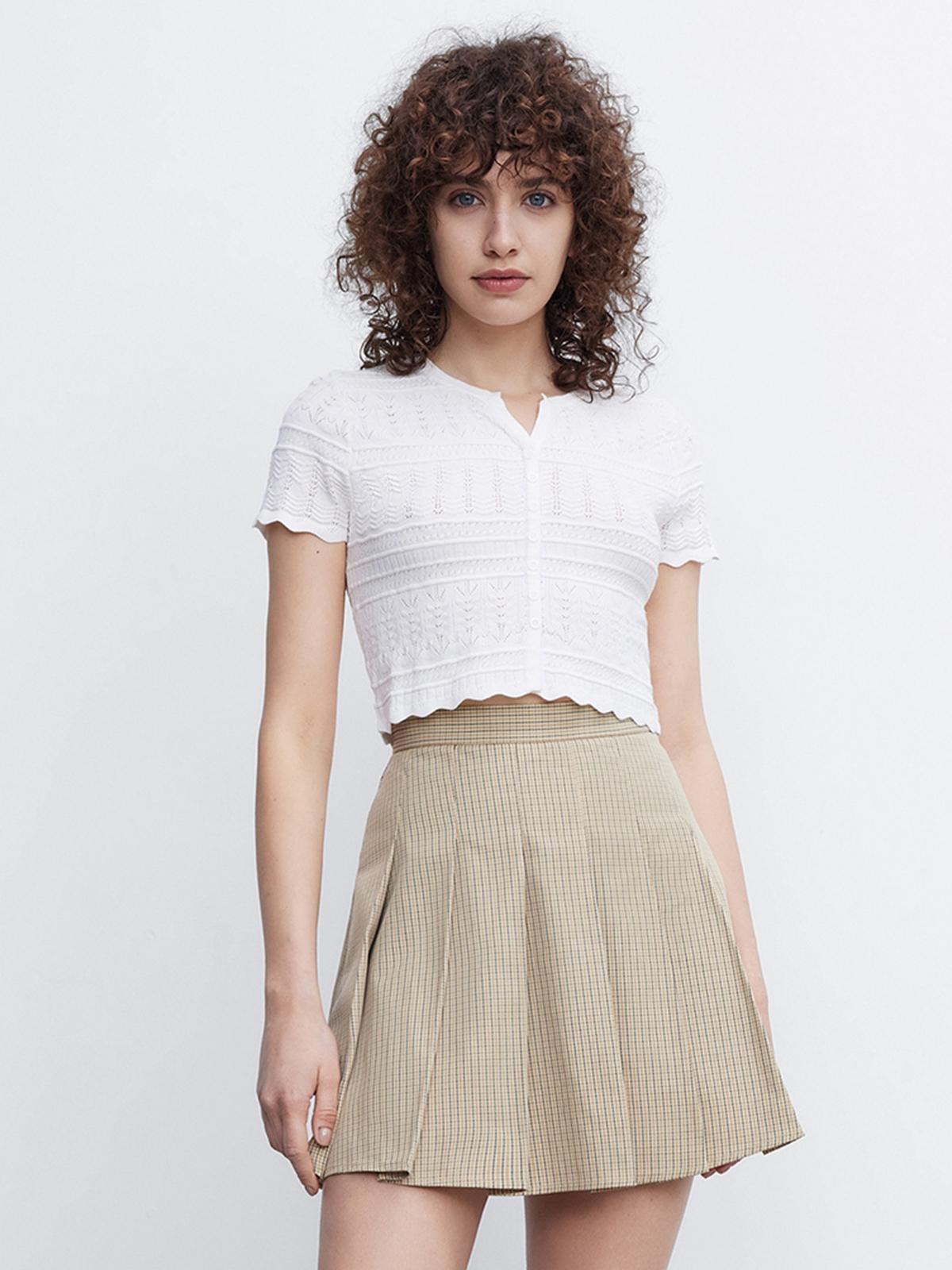 Eyelet Knitted Top - White