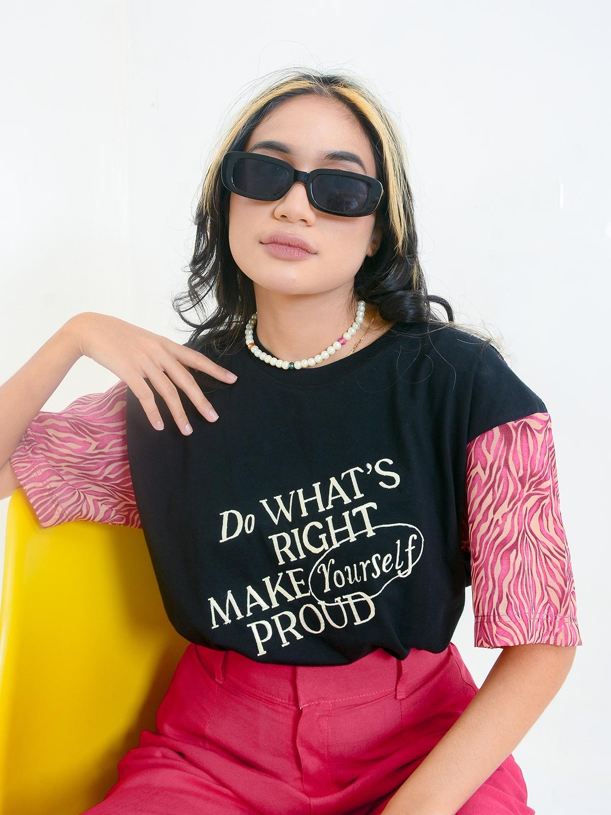 Do Whats Right Embroidery Tee - Multi Color Do Whats Right Embroidery Tee - Multi Color