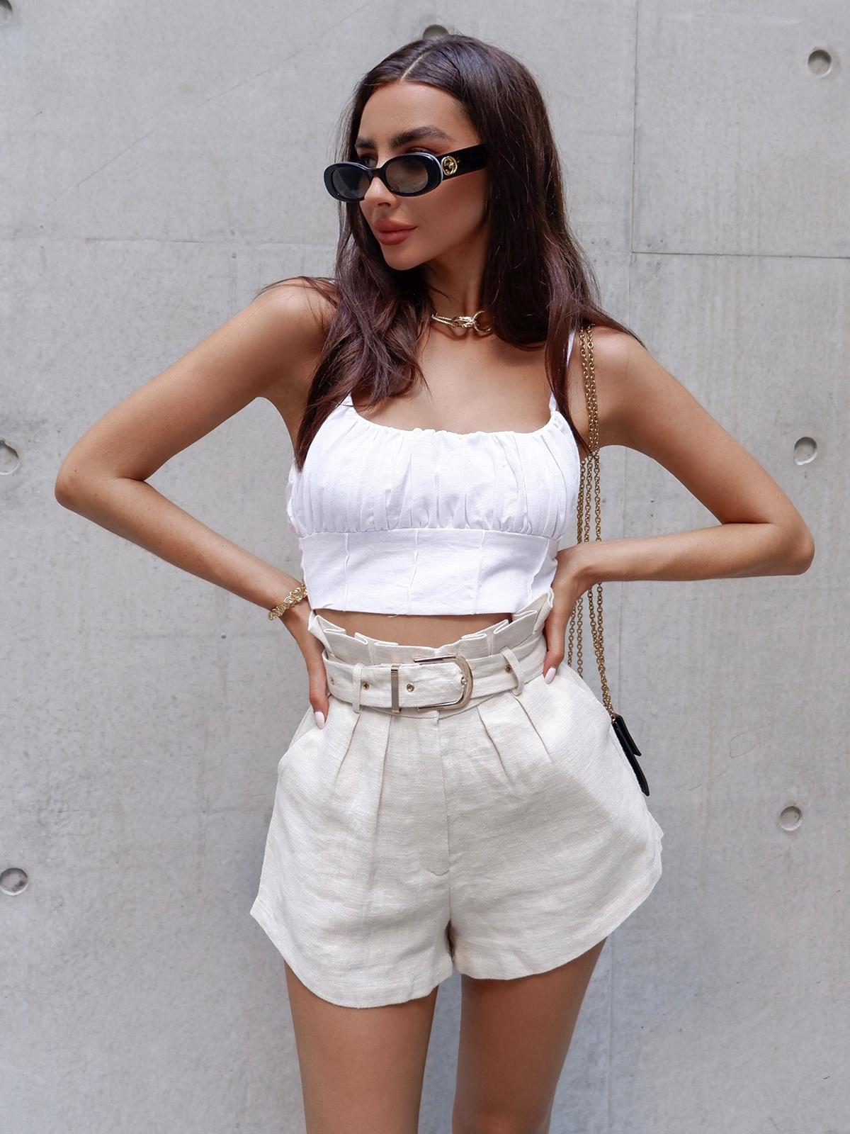 Belle Paperbag Shorts - Sand