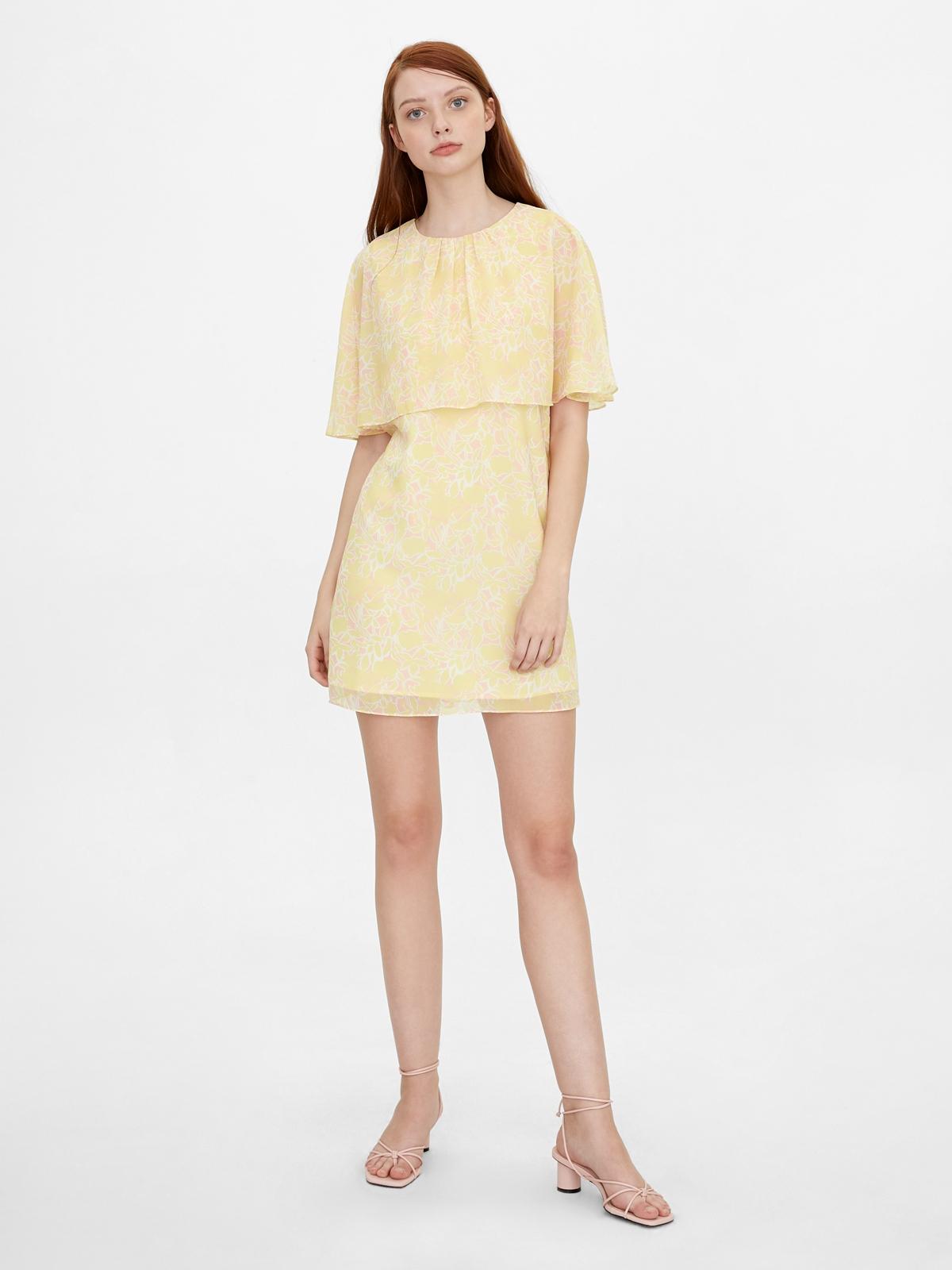 Mini Floral Cover Up Dress - Yellow