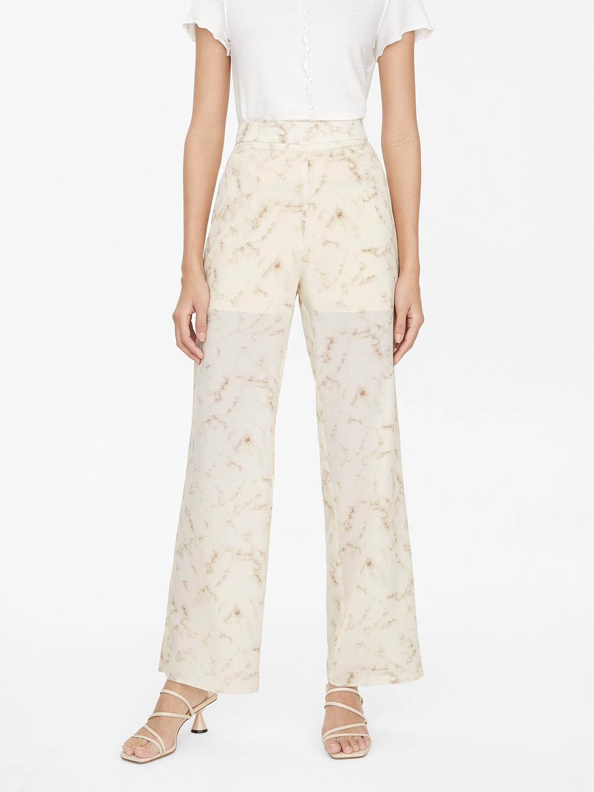Marble Effect Wide Leg Pants - Beige