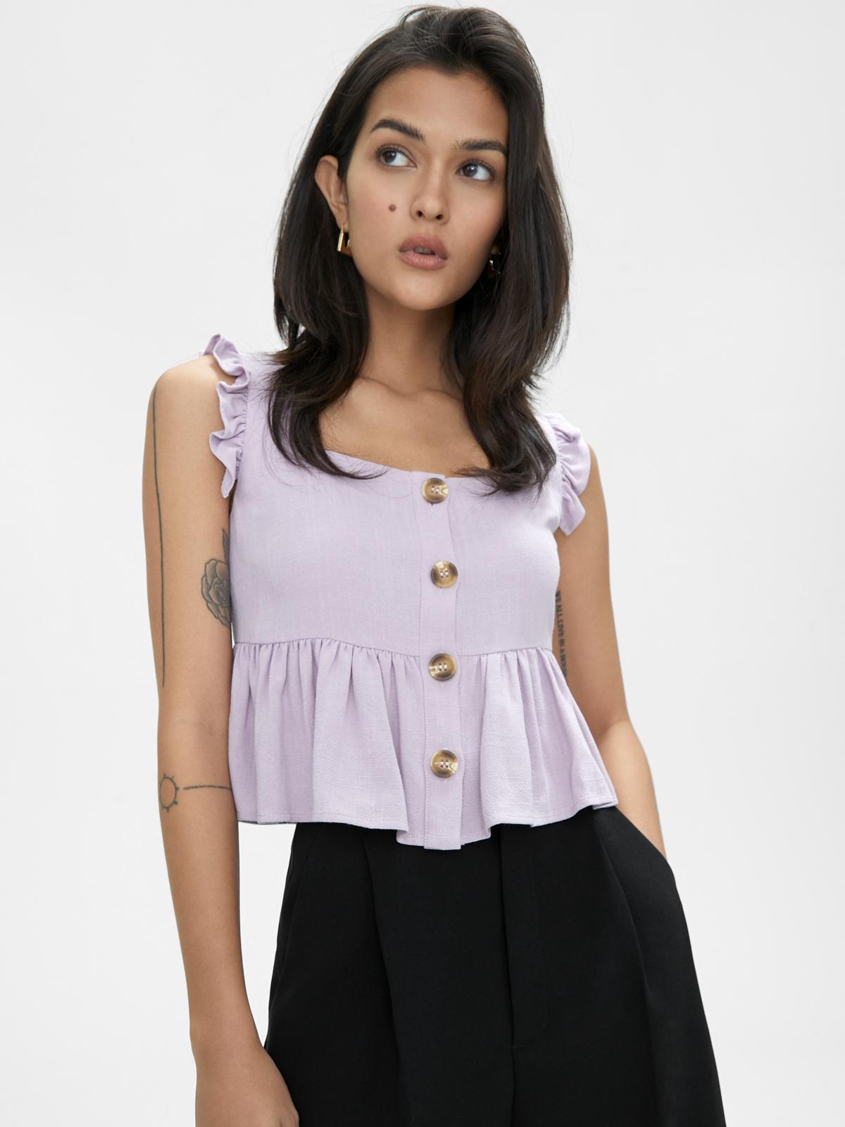 Ruffle Sleeveless Blouse - Lilac