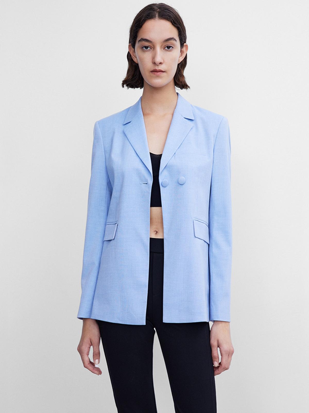 Front Pocket Blazer - Stone Blue