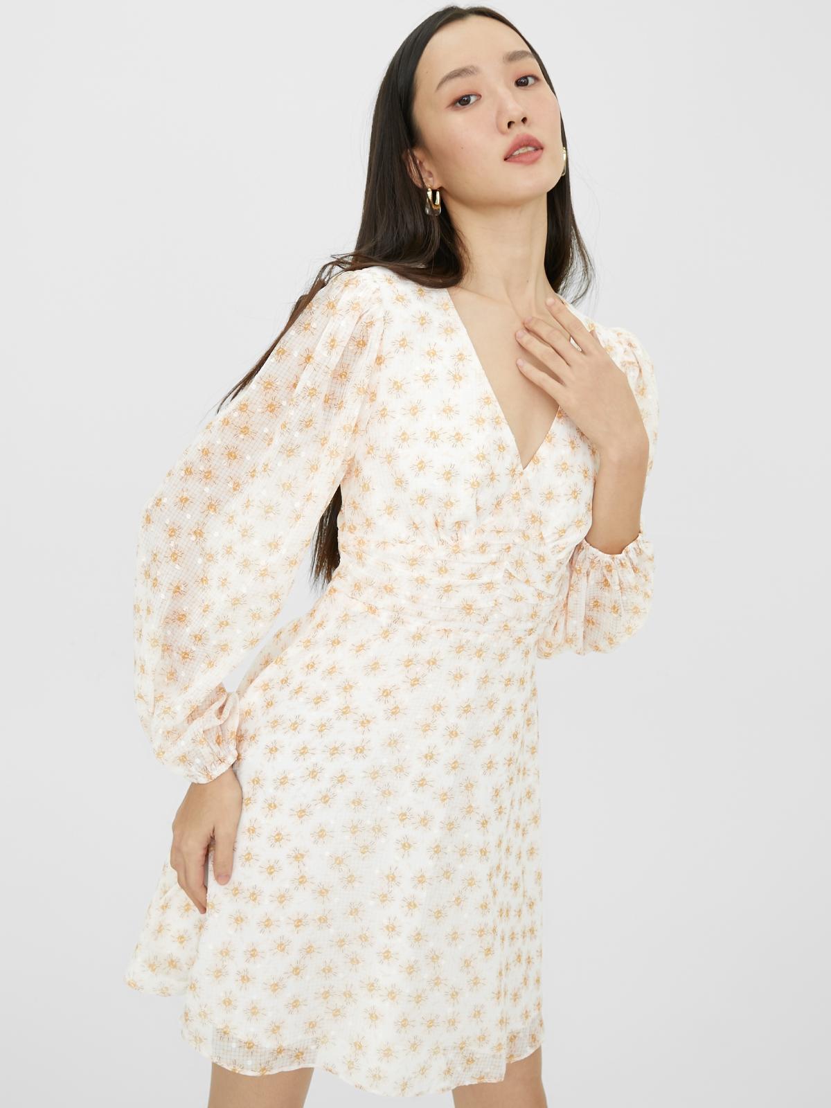 Long Sleeve Floral Dress - White Long Sleeve Floral Dress - White