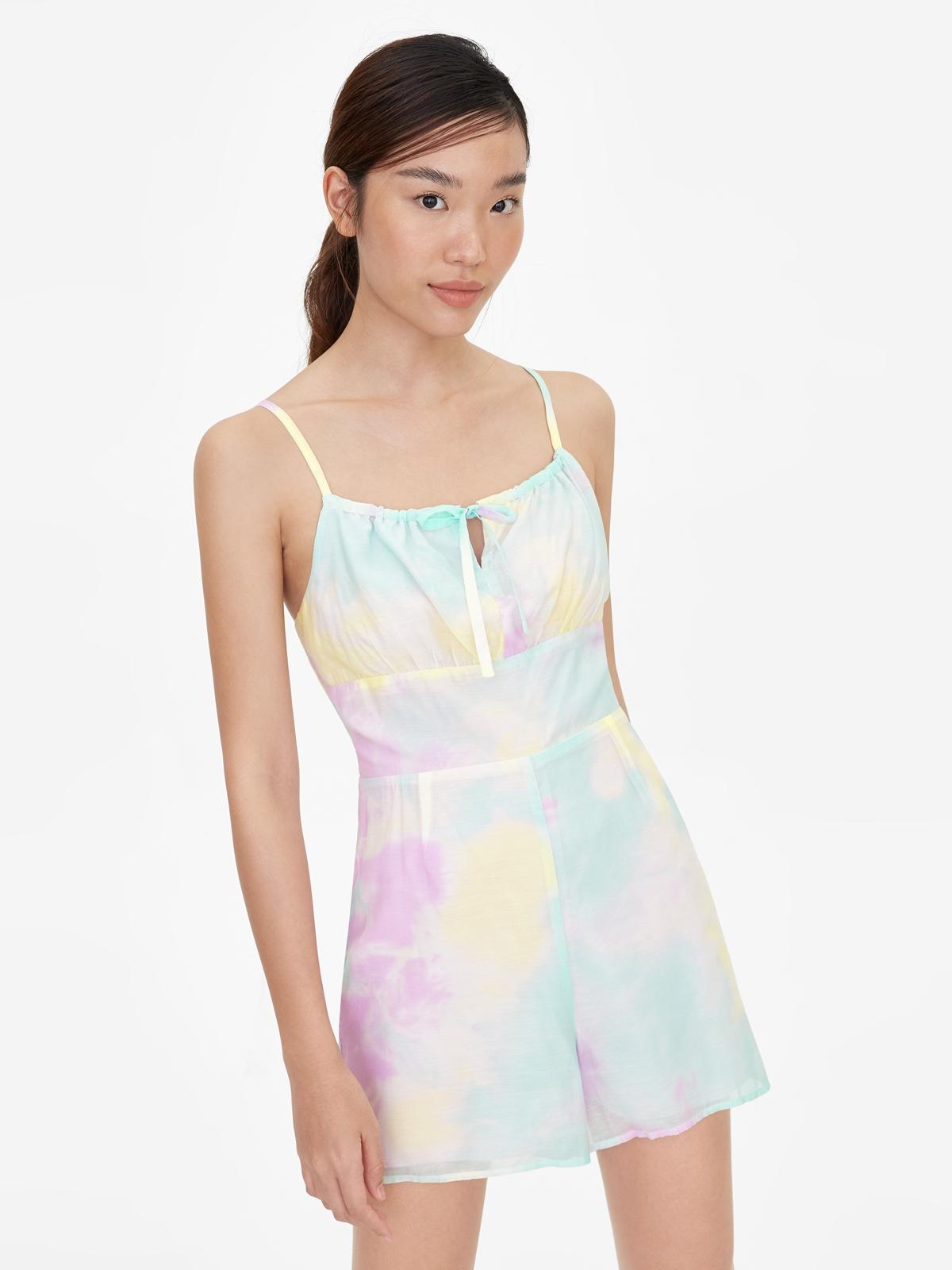 Pastel Tie Dye Print Romper - Purple