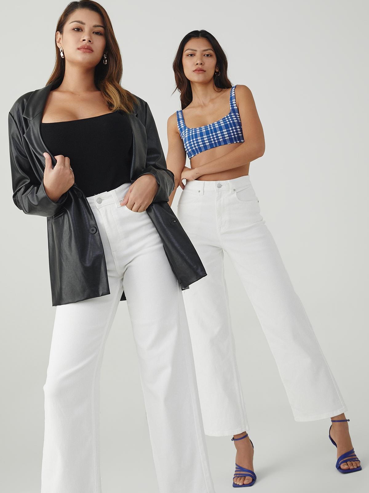 Sustainable High-Waisted Baggy Jeans - White