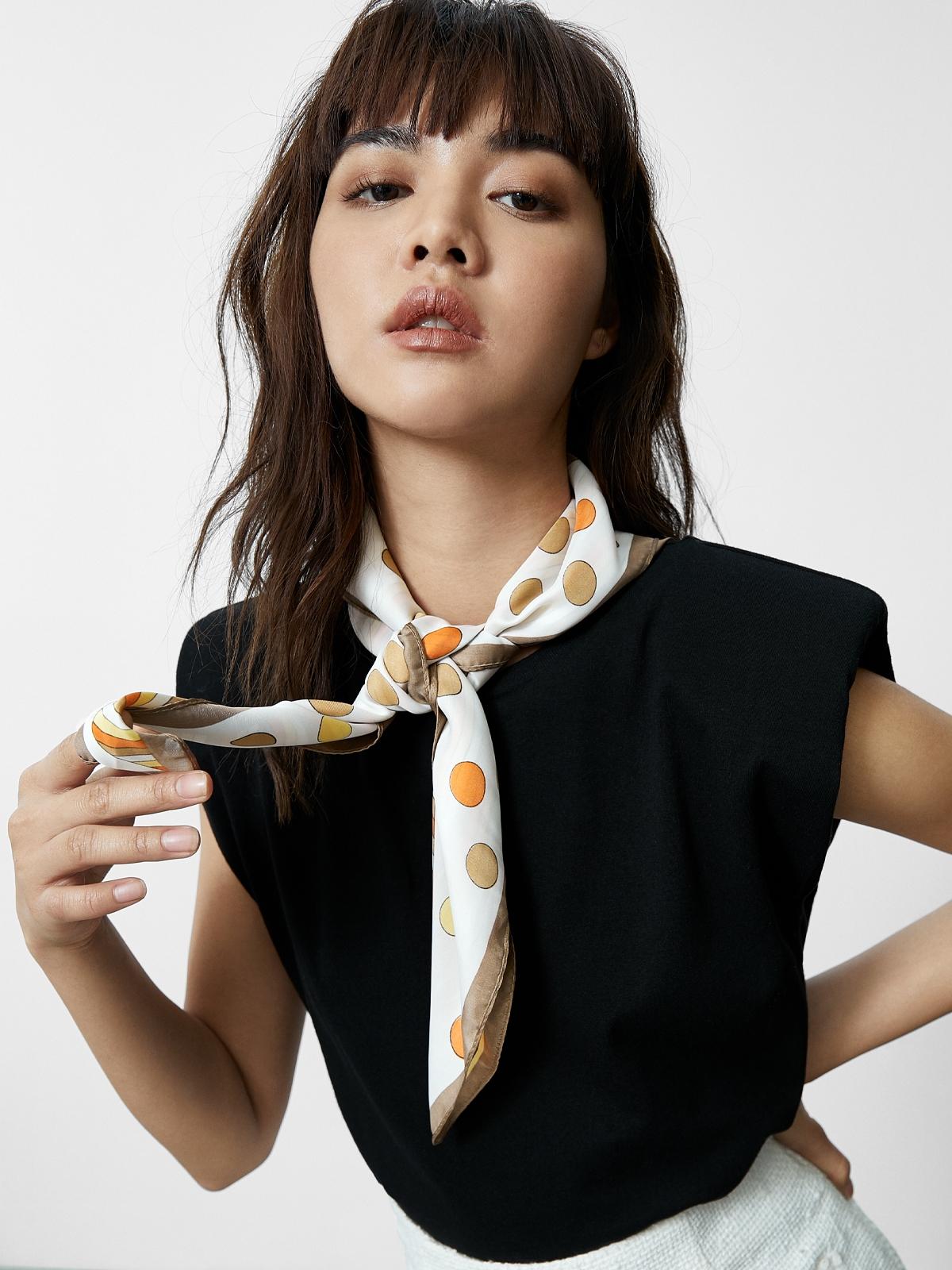 Multi Print Square Scarf - Orange