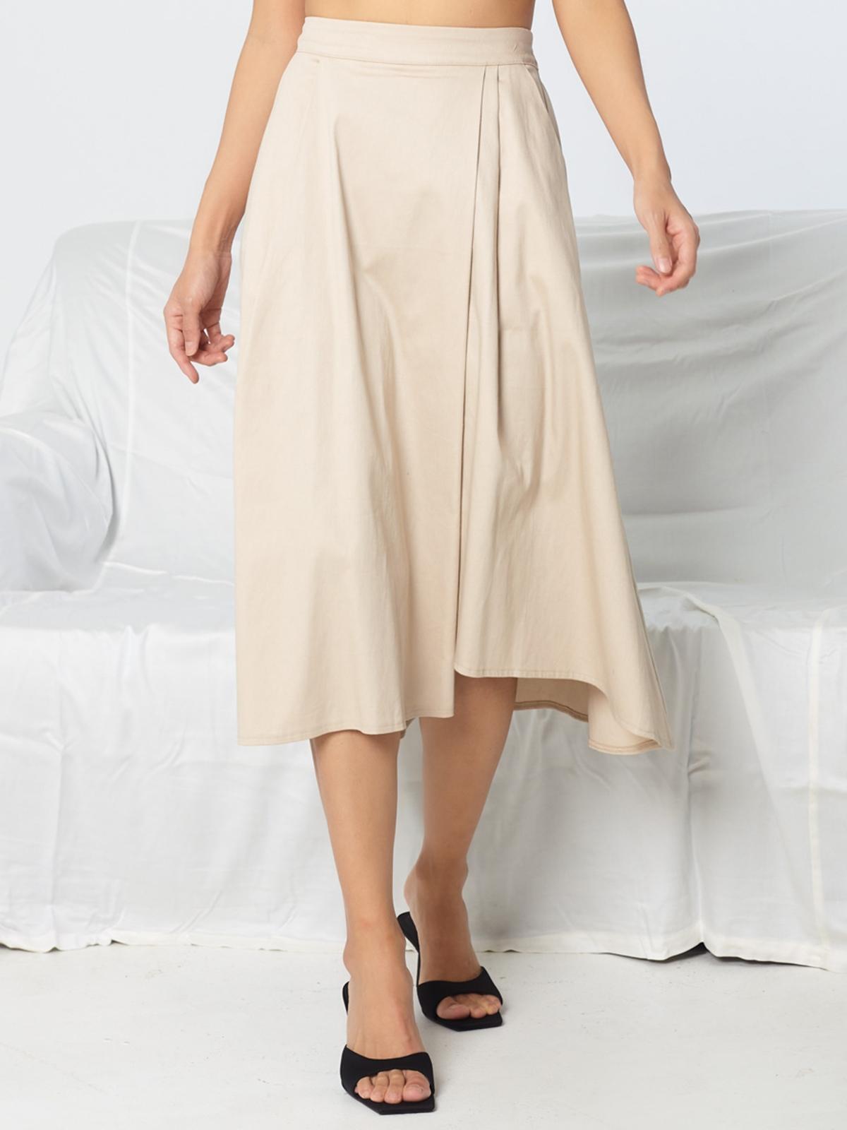 Tiered Asymmetrical Skirt - Khaki