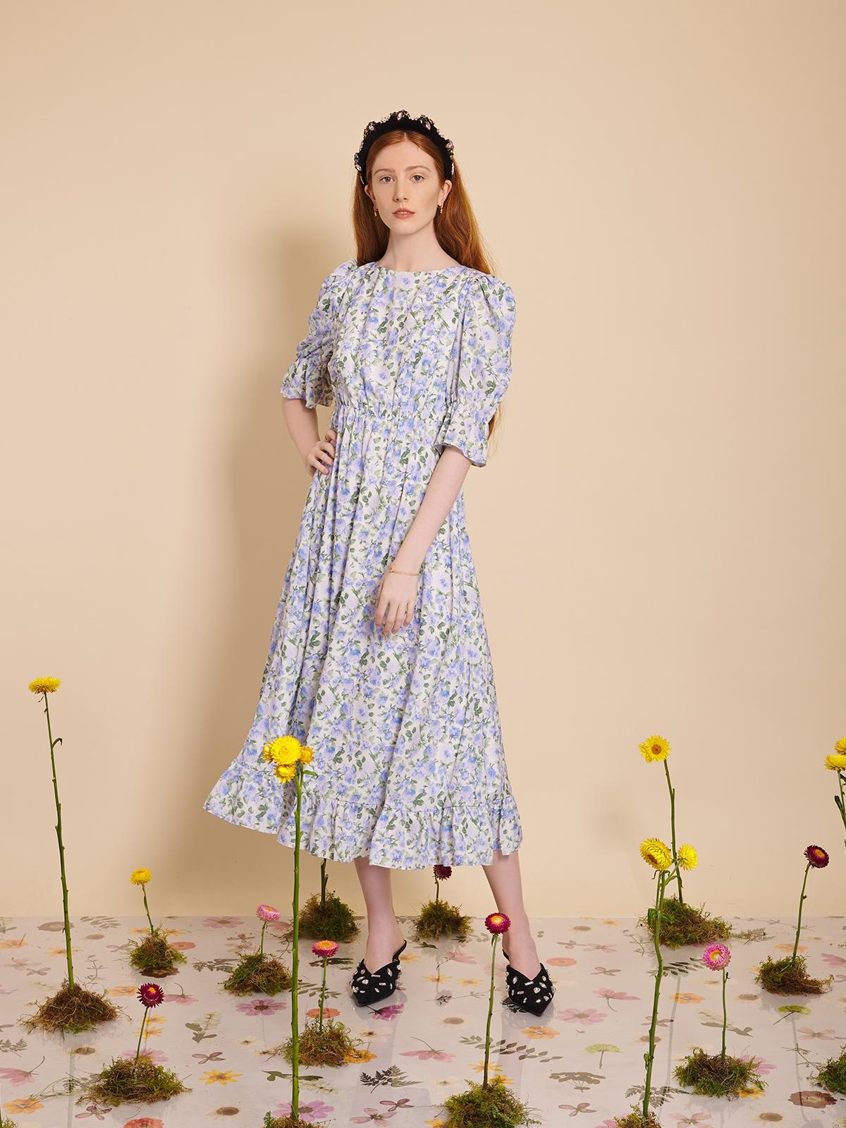 Forget Me Not Midi Dress - Blue