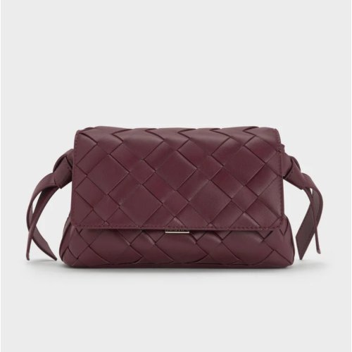  Ivette Woven Crossbody Bag - Wineberry Red 