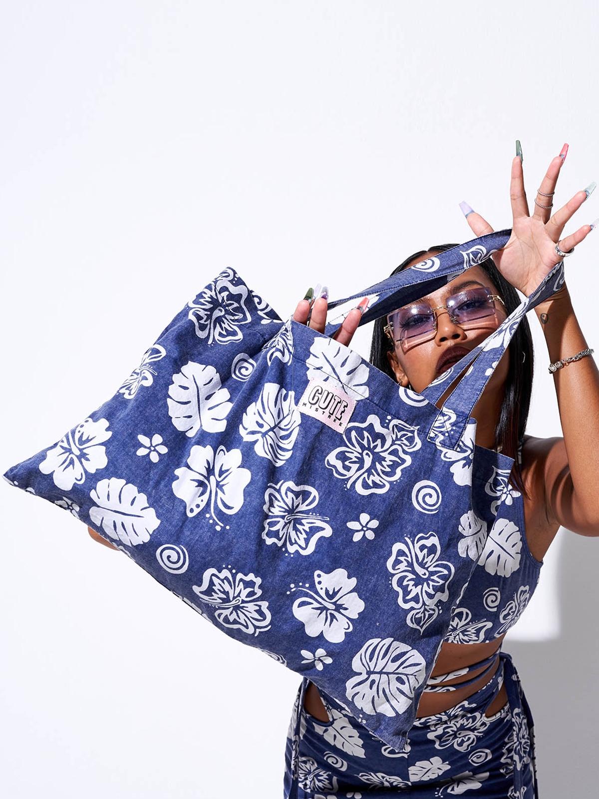 Shopping Tote - Blue/White