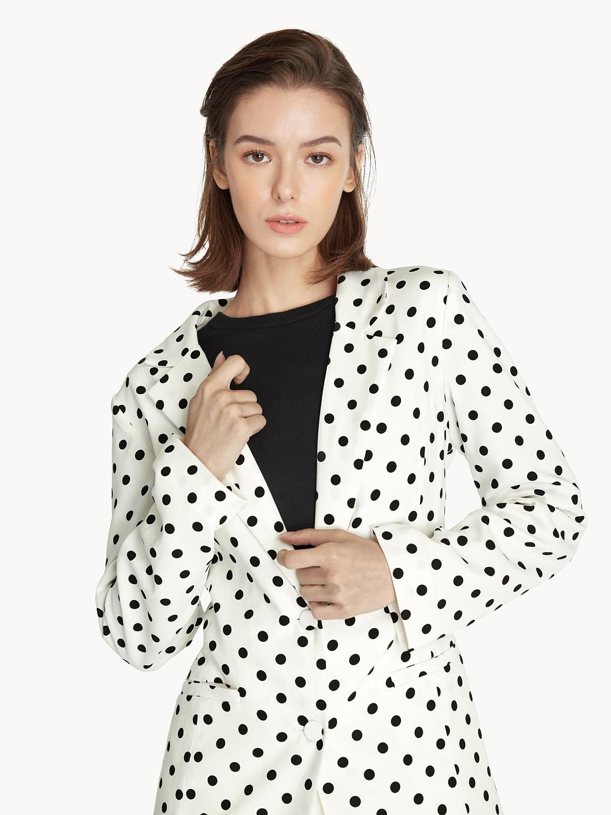 Polka Dot Blazer - White