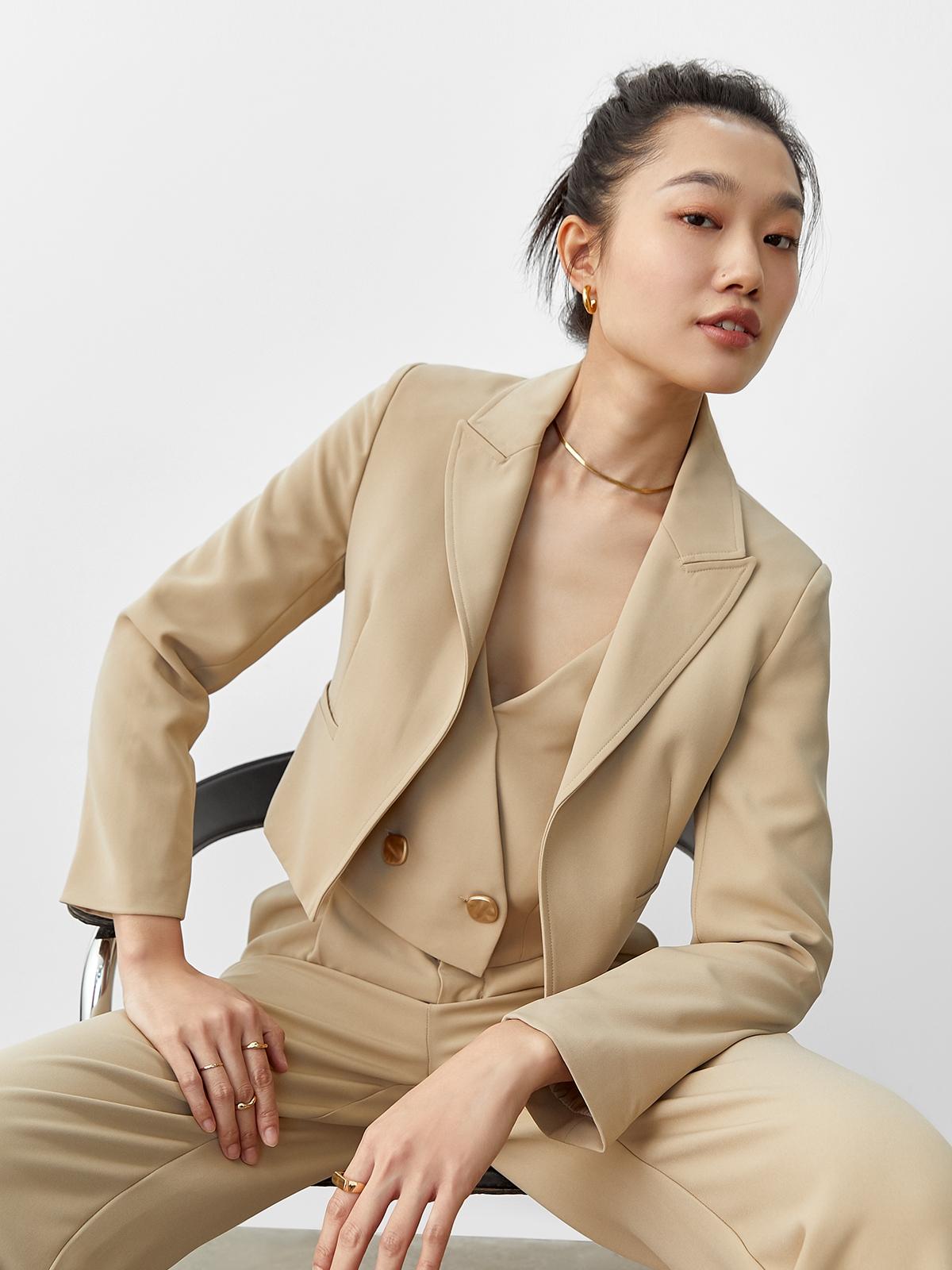 Cropped Blazer - Beige